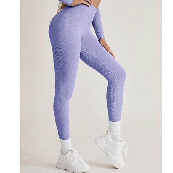 shein Purple Seamless High Stretch Sports Leggings Size 4 - Picture 3 of 8